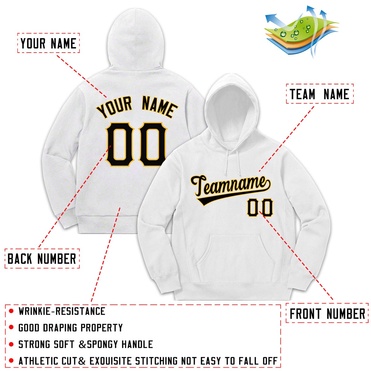 Custom White Classic Style Sweatshirt Fashion Hoodie Uniform