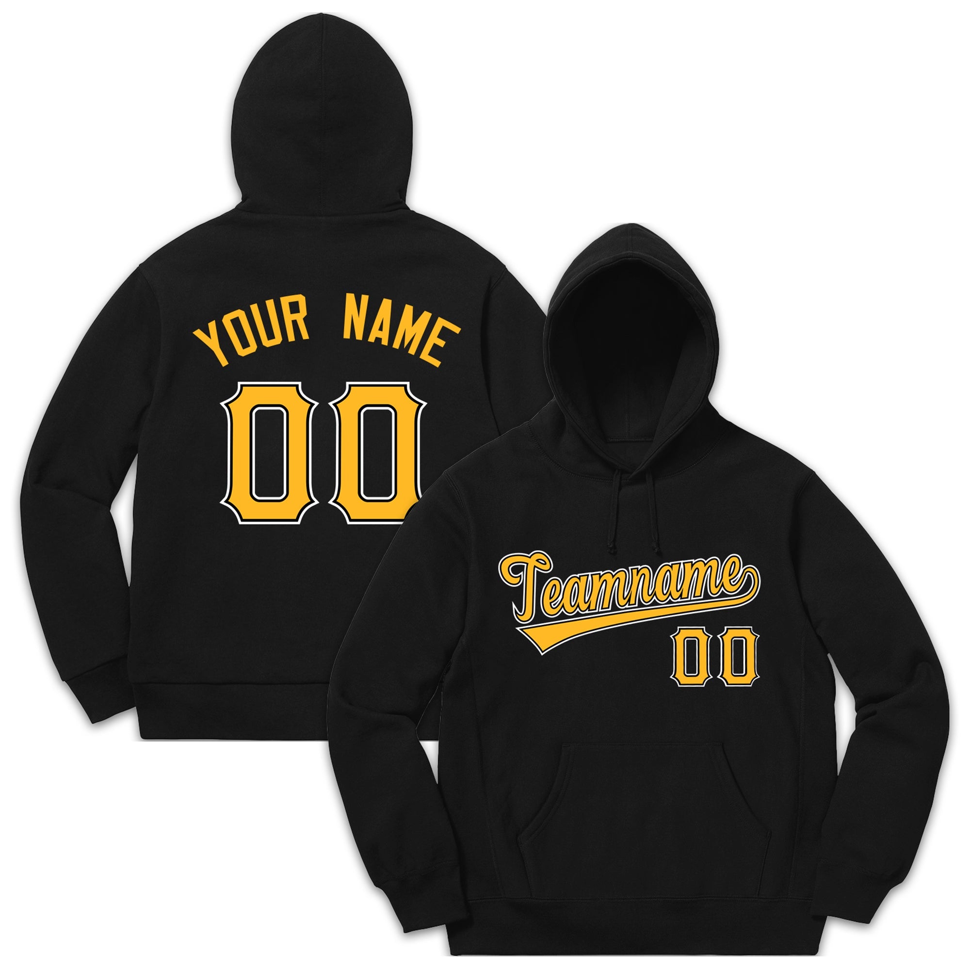 Custom Black Yellow White Classic Style Sweatshirt Fashion Hoodie Uniform