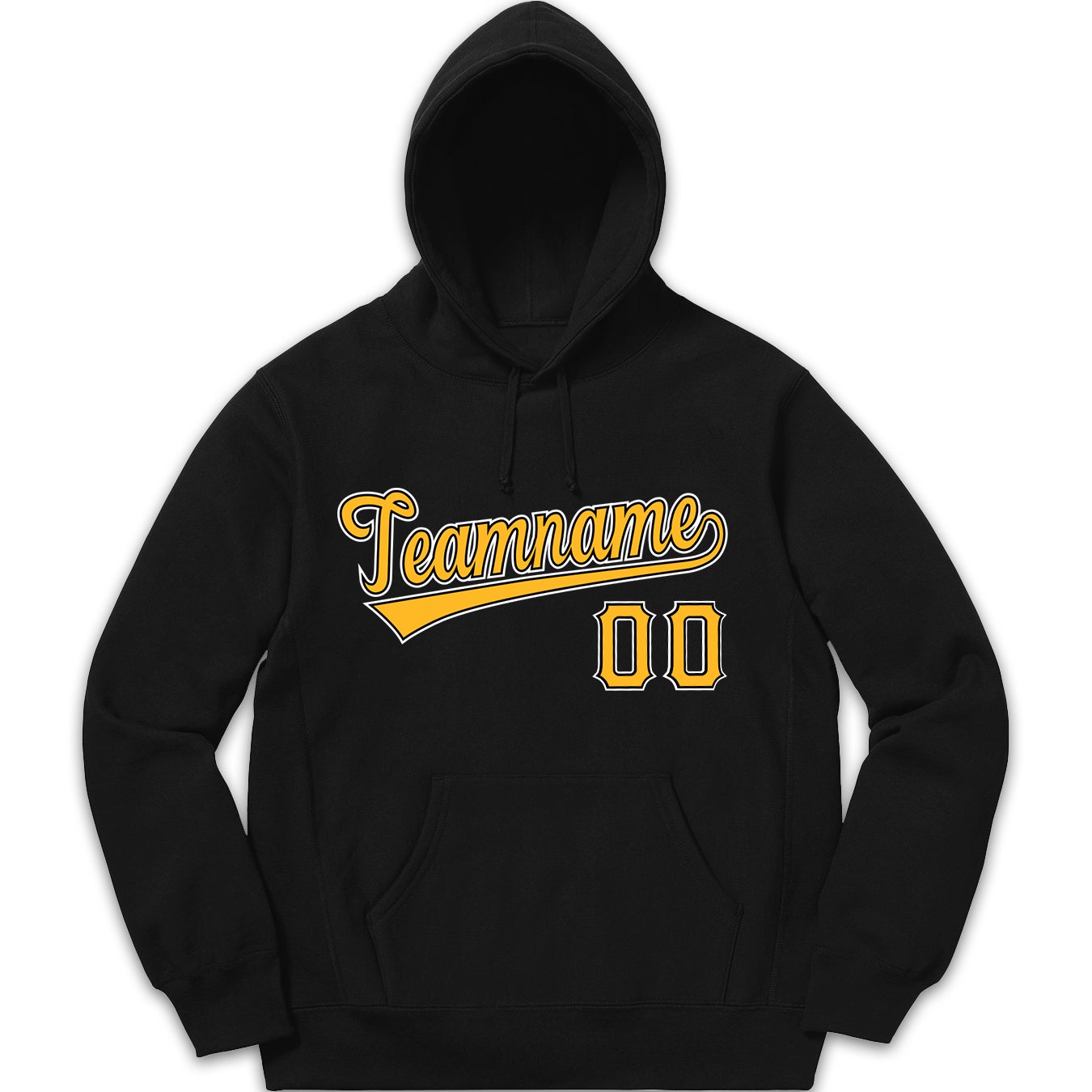 Custom Black Yellow White Classic Style Sweatshirt Fashion Hoodie Uniform