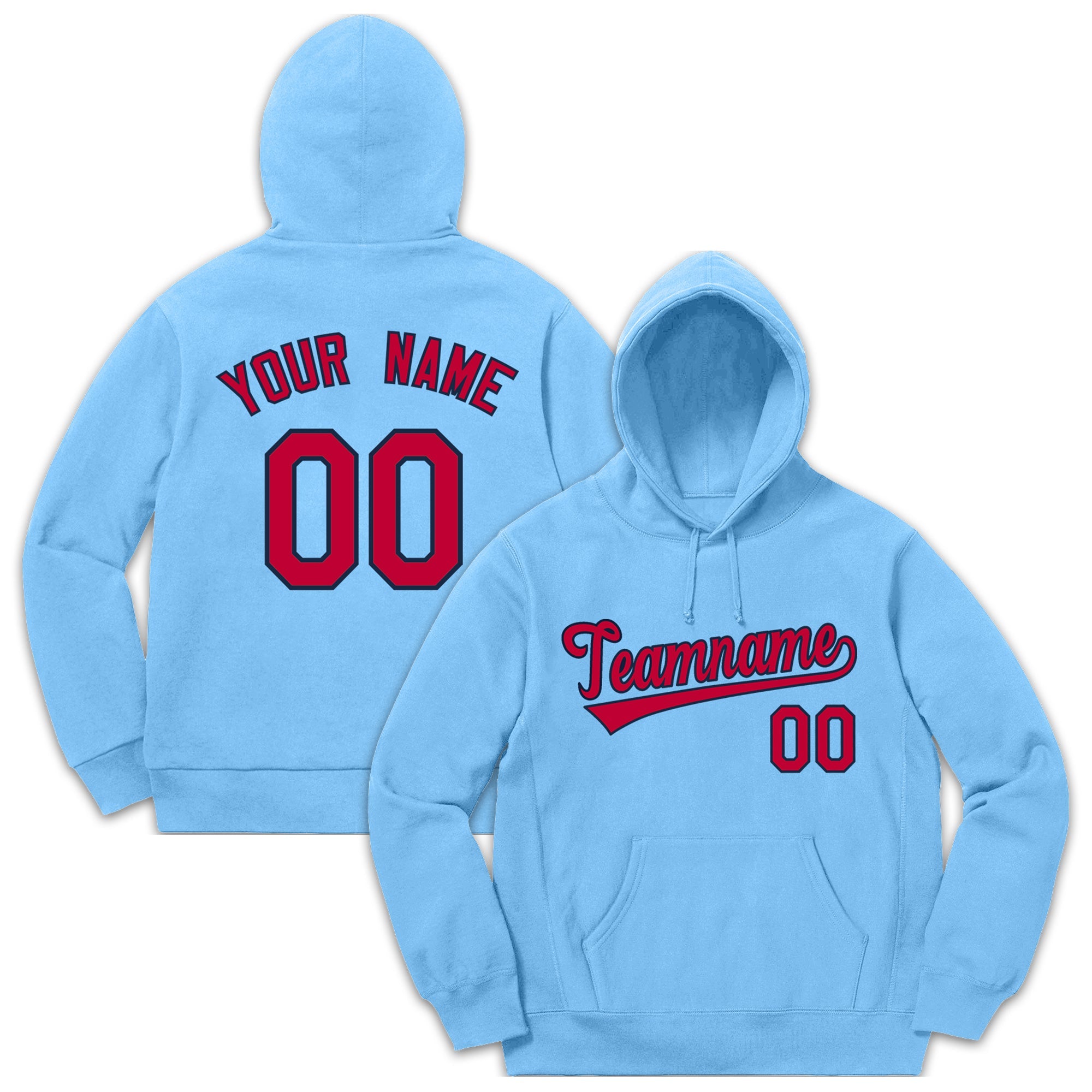 Custom Light Blue Red-Navy Classic Style Sweatshirt Fashion Hoodie Uniform