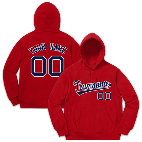 Custom Red Navy-White Sport Classic Style Pullover Fashion Hoodie Uniform