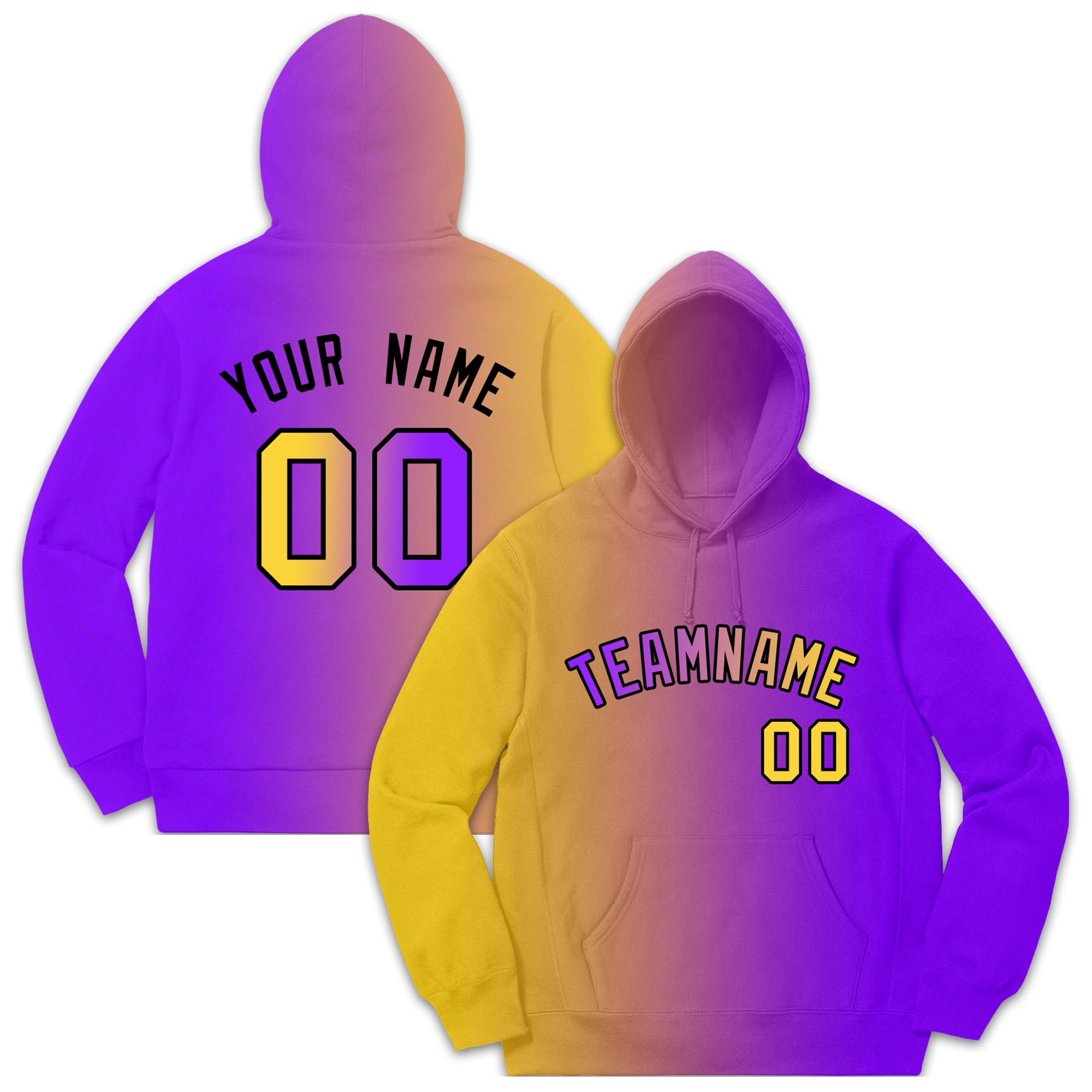 Custom Orange Purple Gradient Fashion Casual Pullover Sweatshirt Hoodie