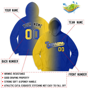 Custom Yellow Royal Gradient Fashion Casual Pullover Hoodie