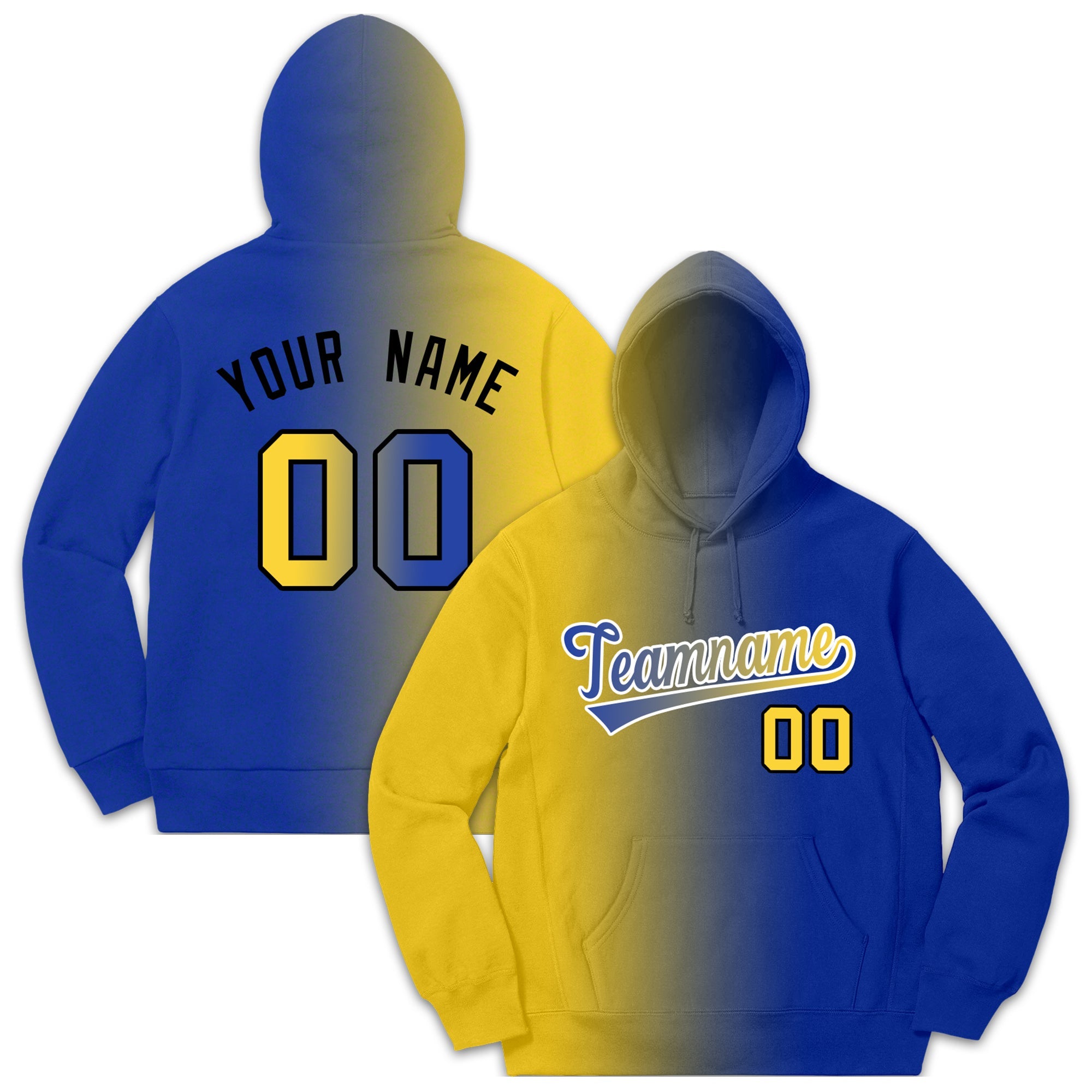 Custom Yellow Royal Gradient FashionCasual Pullover Hoodie