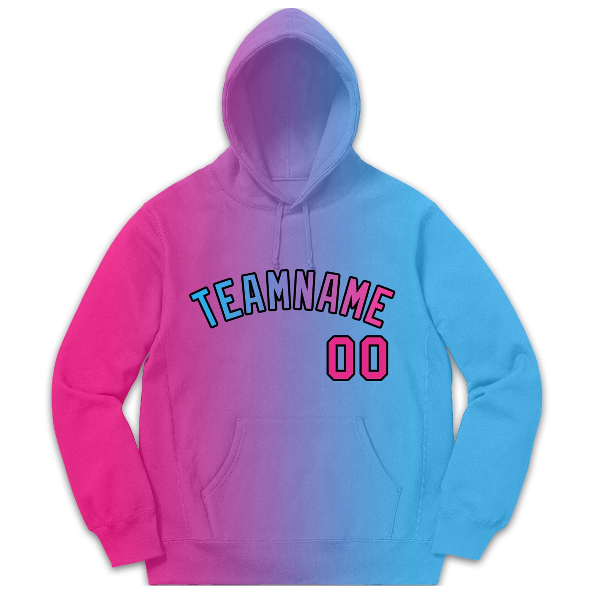 Custom Pink Light Blue Gradient Fashion Casual Pullover Sweatshirt Hoodie