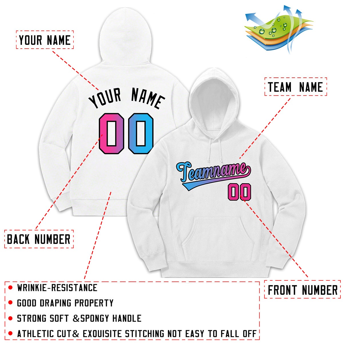 Custom White Classic Style Sweatshirt Fashion Hoodie Uniform