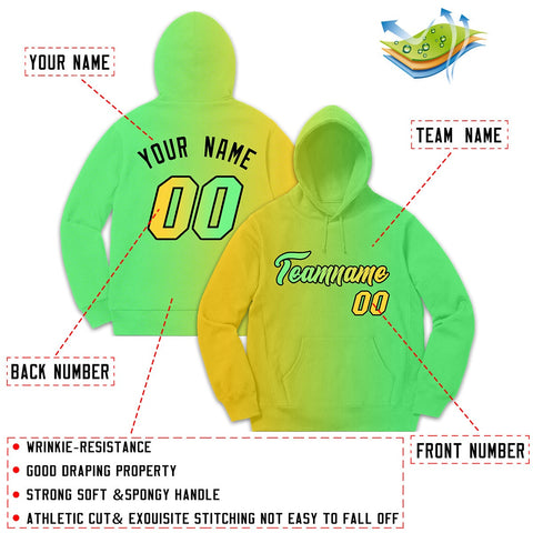 Custom Neon Green Yellow Gradient Fashion Casual Pullover Sweatshirt Hoodie