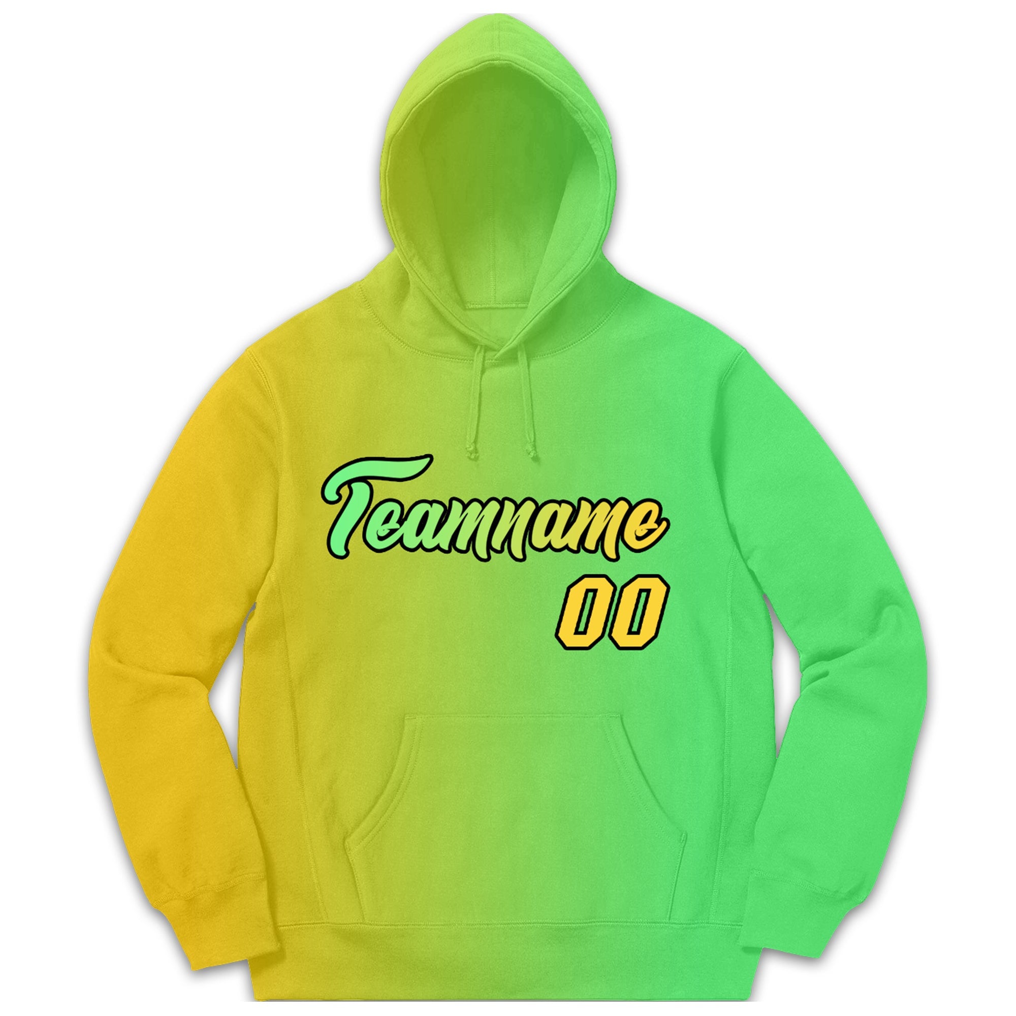 Sweat-shirt à capuche décontracté, personnalisé, vert néon, jaune, dégradé, mode