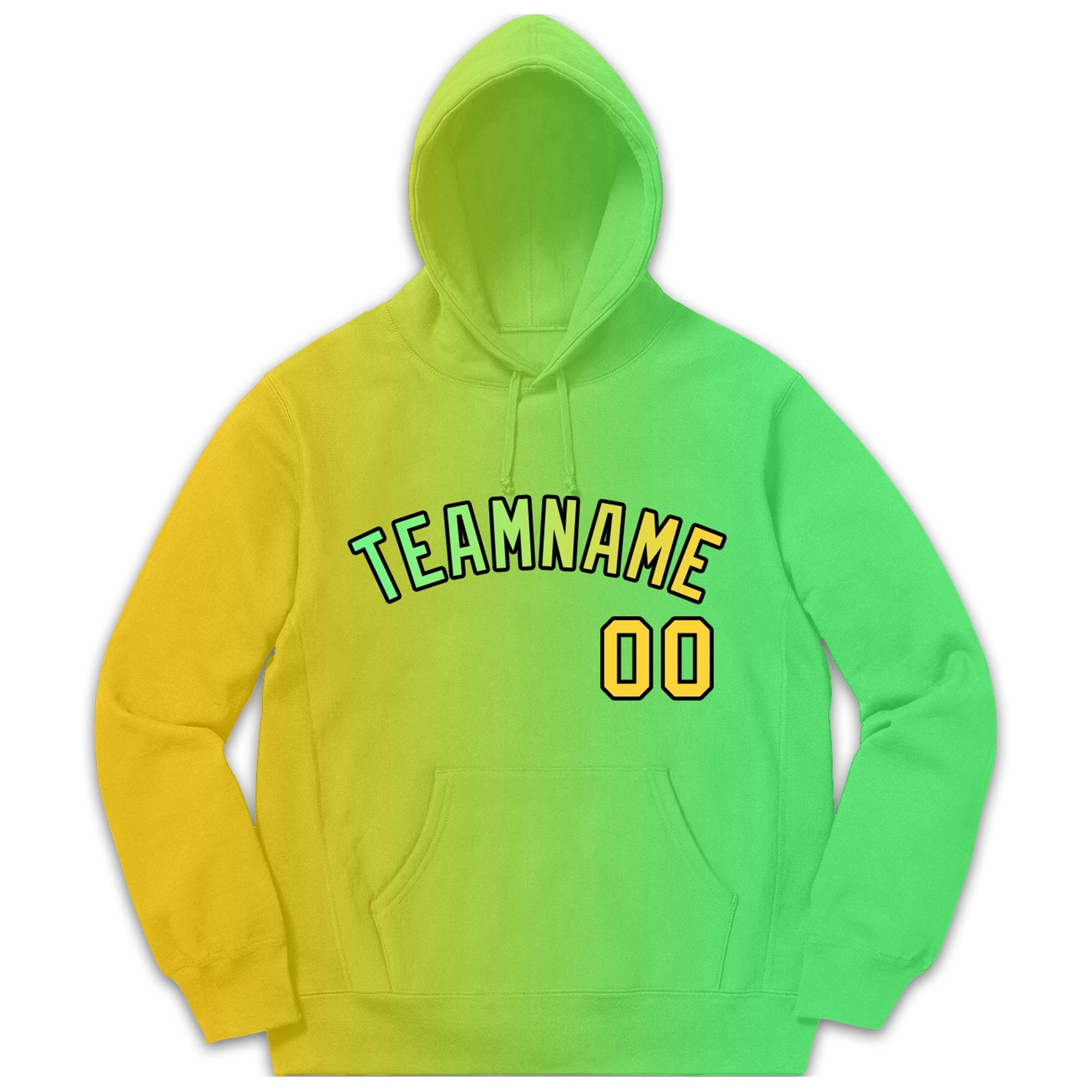 Custom Yellow Neon Green Gradient Fashion Casual Pullover Sweatshirt Hoodie