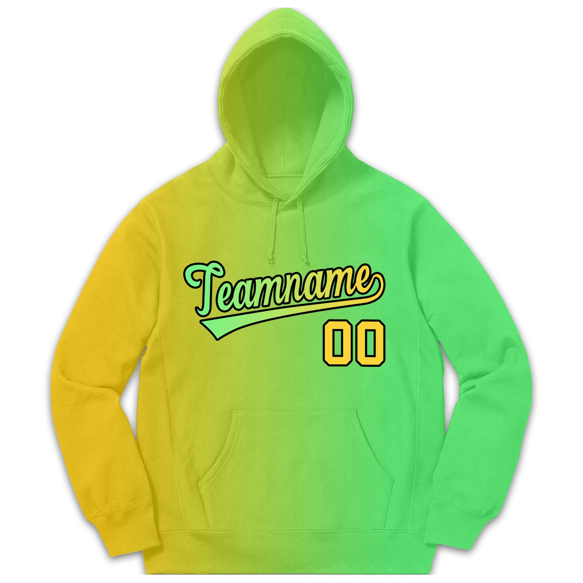 Custom Yellow Neon Green Gradient Fashion Casual Pullover Sweatshirt Hoodie