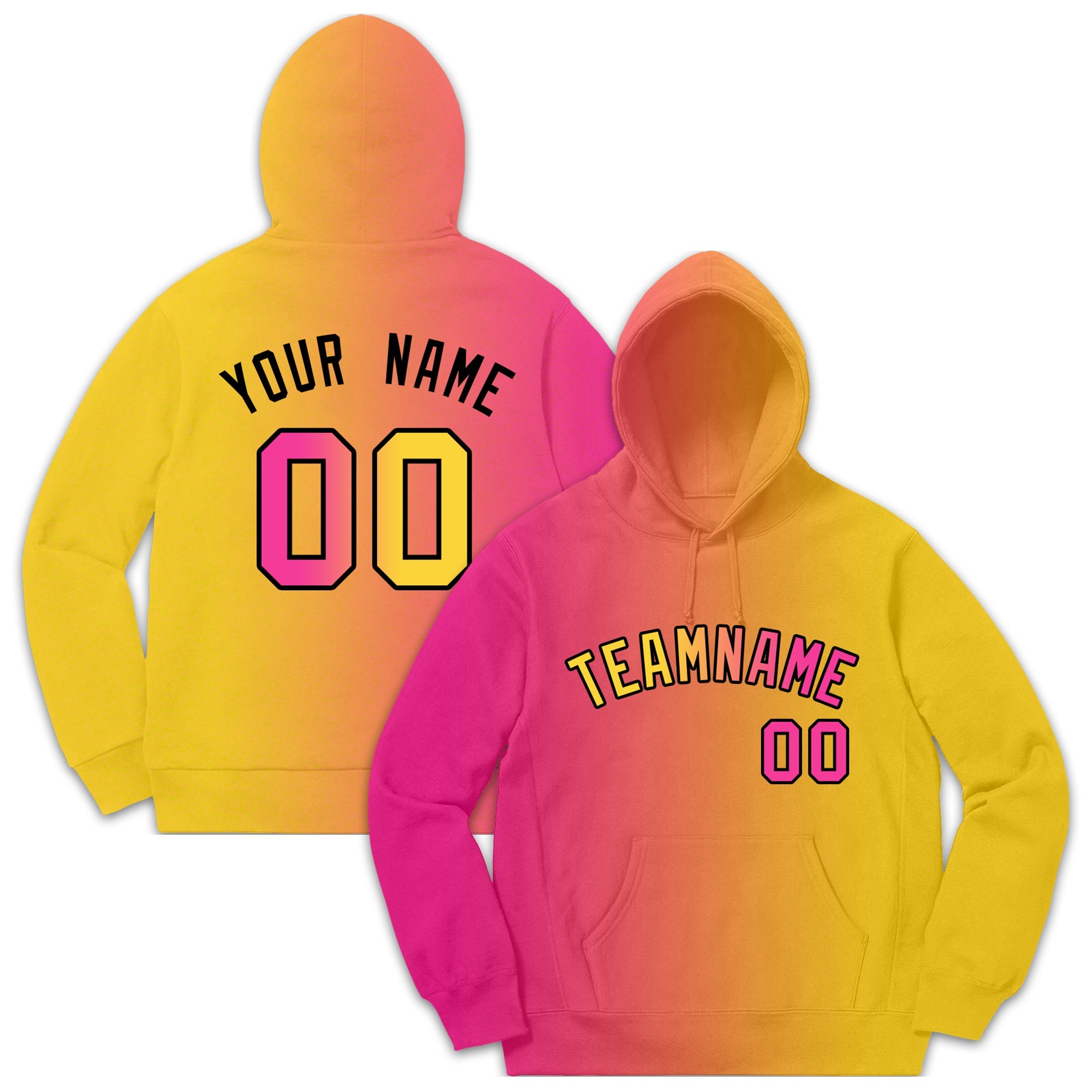 Custom Pink Orange Gradient Fashion Casual Pullover Sweatshirt Hoodie