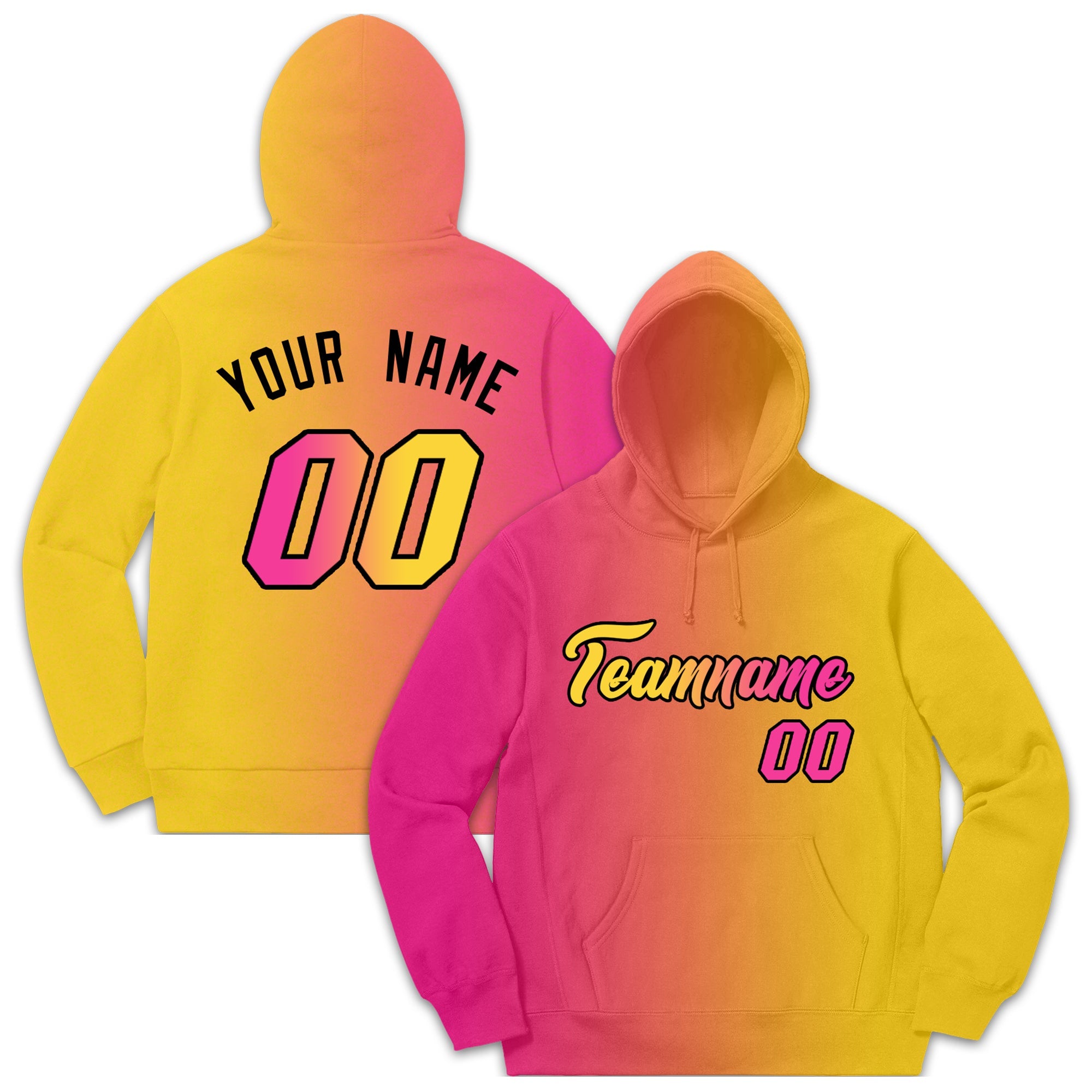 Sweat à capuche personnalisé rose jaune dégradé mode pull décontracté