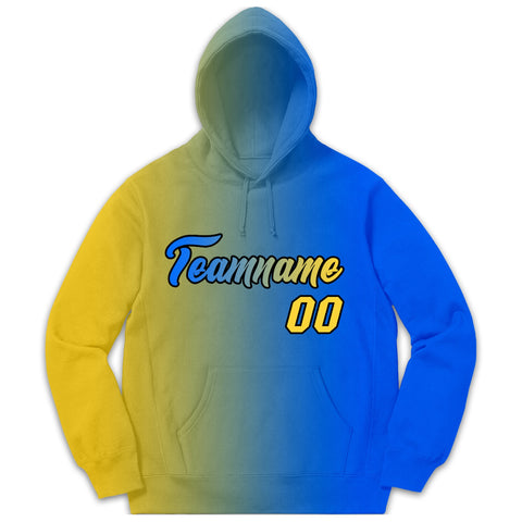 Custom Stitched Sportwear Yellow Royal Gradient Fashion Casual Pullover Hoodie