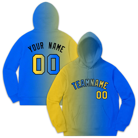 Custom Stitched Sportwear Royal Yellow Gradient Fashion Casual Pullover Hoodie