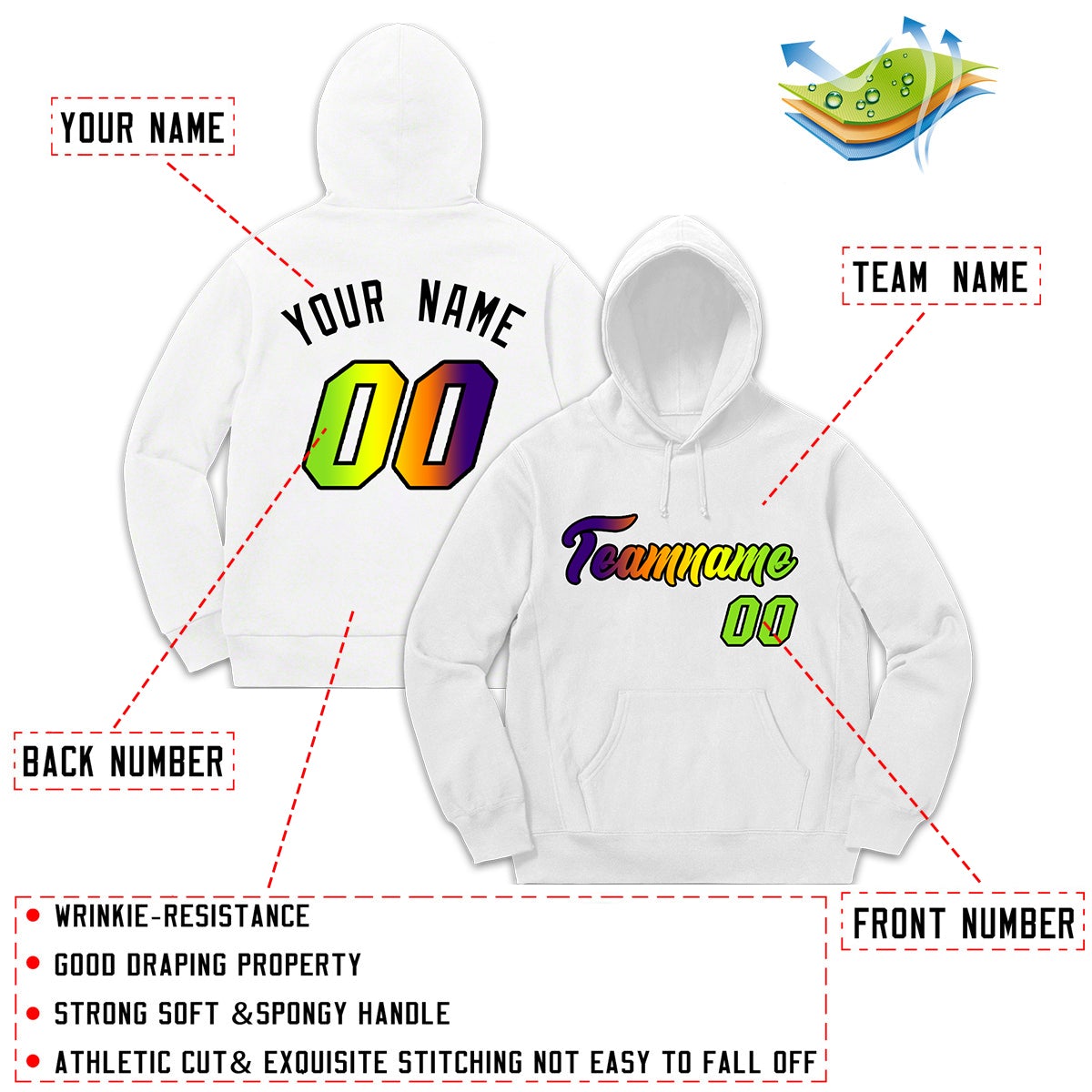 Custom White Classic Style Sweatshirt Fashion Hoodie Uniform