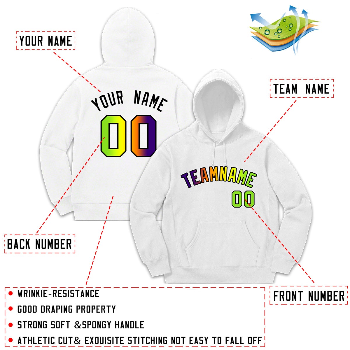 Custom White Classic Style Sweatshirt Fashion Hoodie Uniform