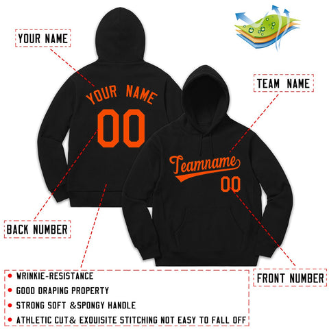 Custom Black Orange Classic Style Sweatshirt Fashion Hoodie Uniform