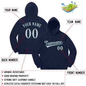 Custom Navy Aqua-Gray Classic Style Sweatshirt Fashion Hoodie Uniform