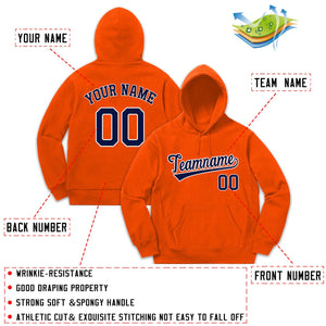 Custom Orange Navy-White Sports Classic Style Pullover Fashion Hoodie Uniform