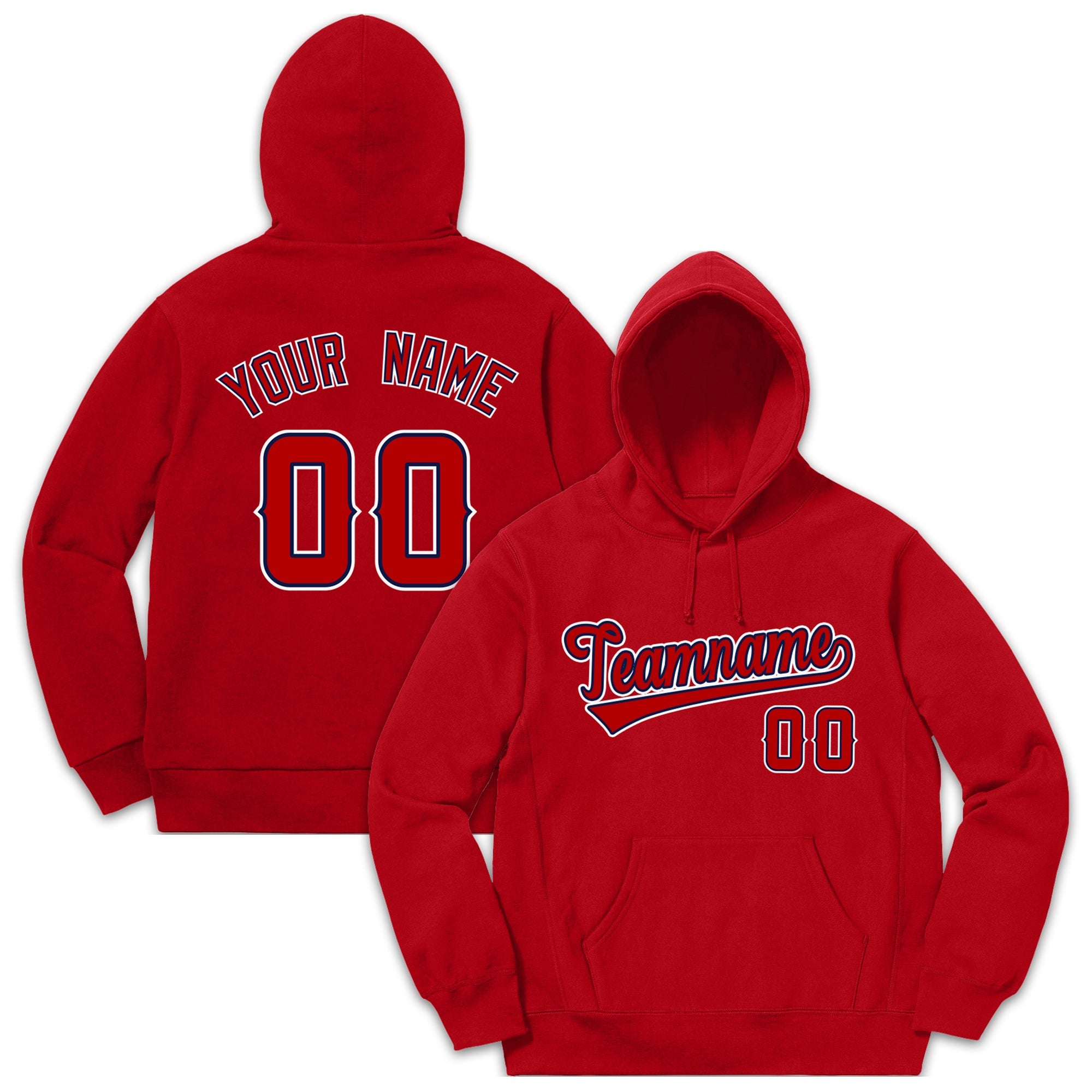 Custom Red White-Red Classic Style Pullover Fashion Hoodie Uniform