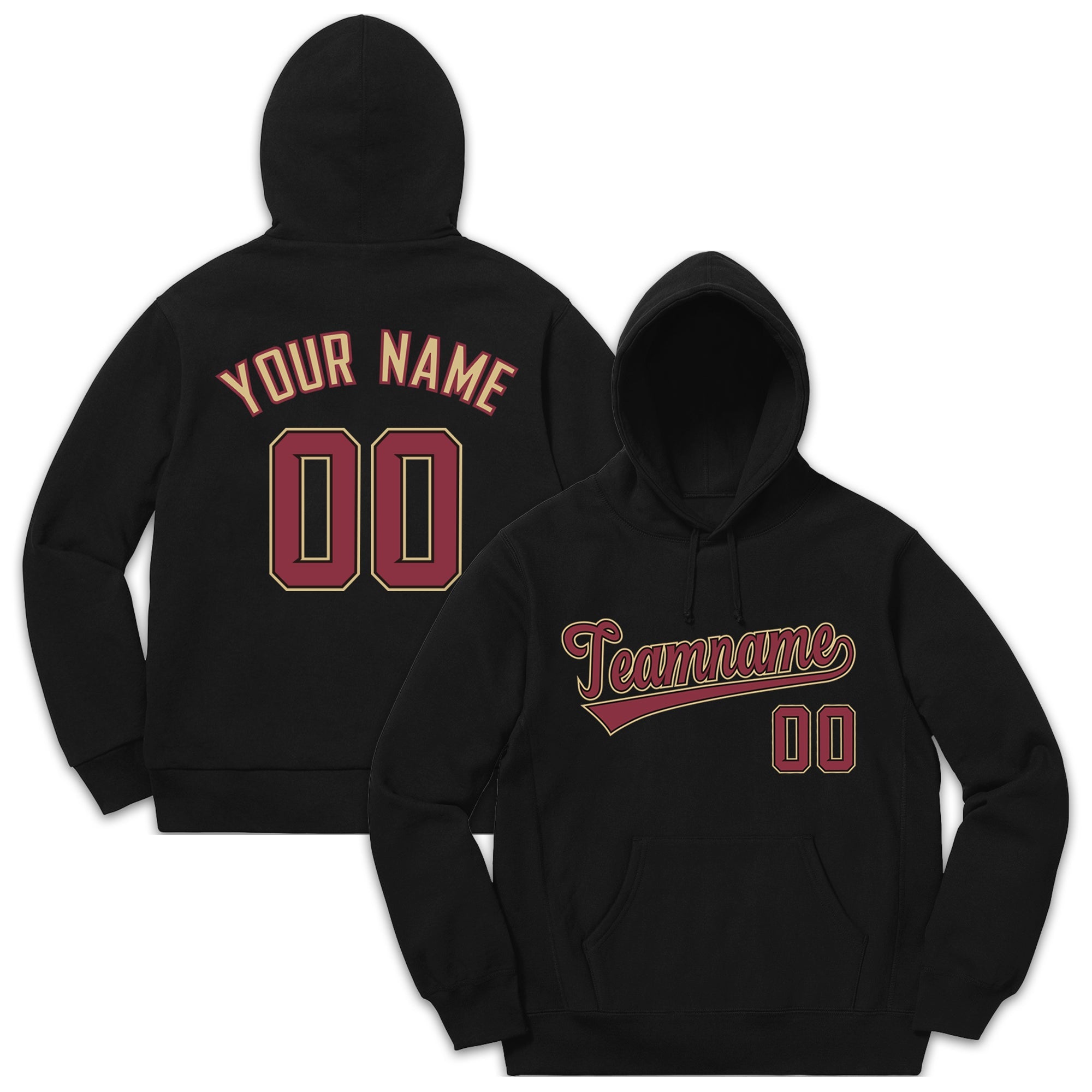 Custom Black Cardinal-Old Gold Classic Style Sweatshirt Fashion Hoodie Uniform