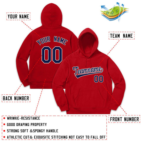 Custom Red Navy-White Classic Style Pullover Fashion Hoodie Uniform