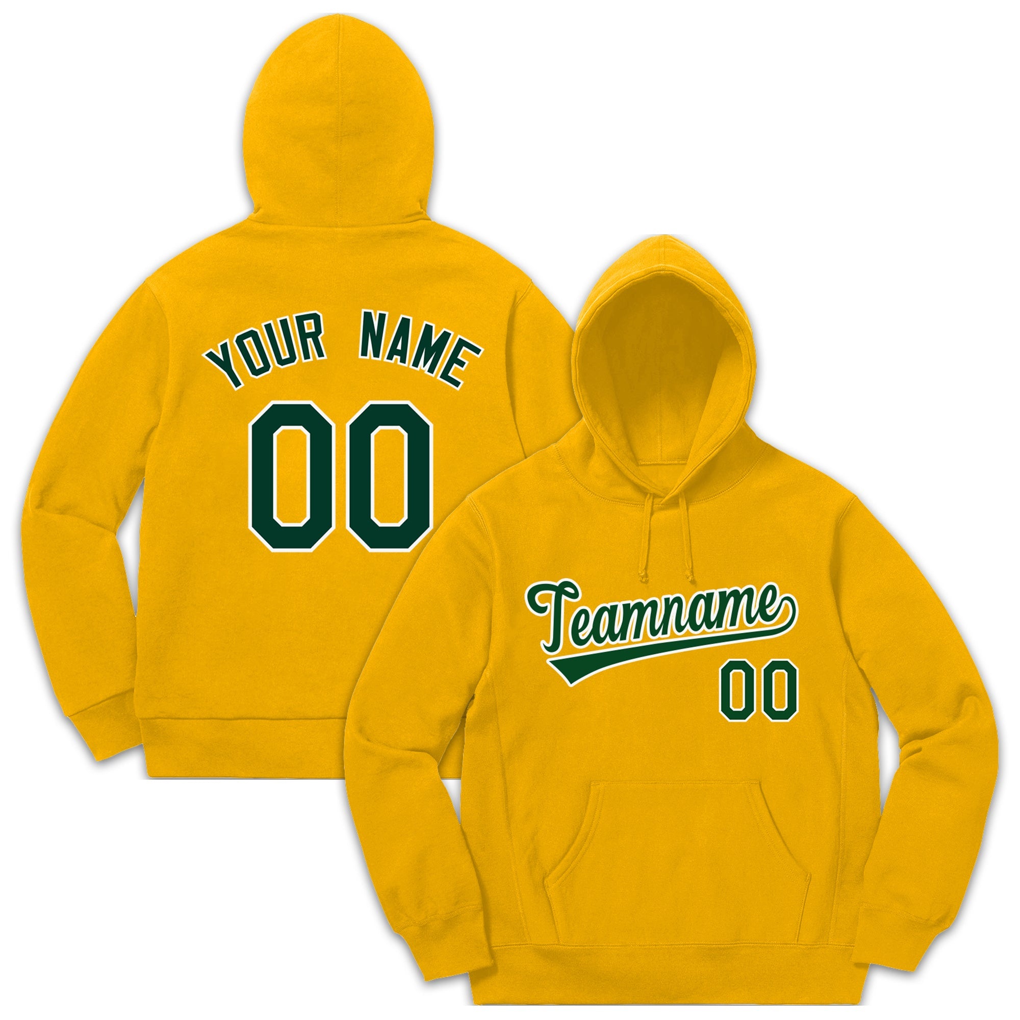 Custom Yellow Green White Classic Style Hoodie Pullover Fashion Uniform