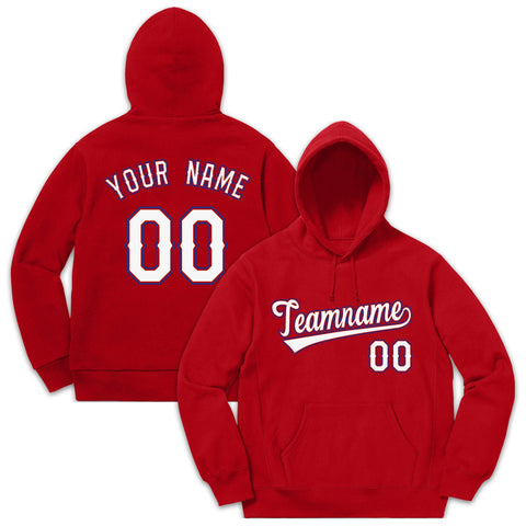 Custom Red Royal White Classic Style Pullover Fashion Hoodie Uniform