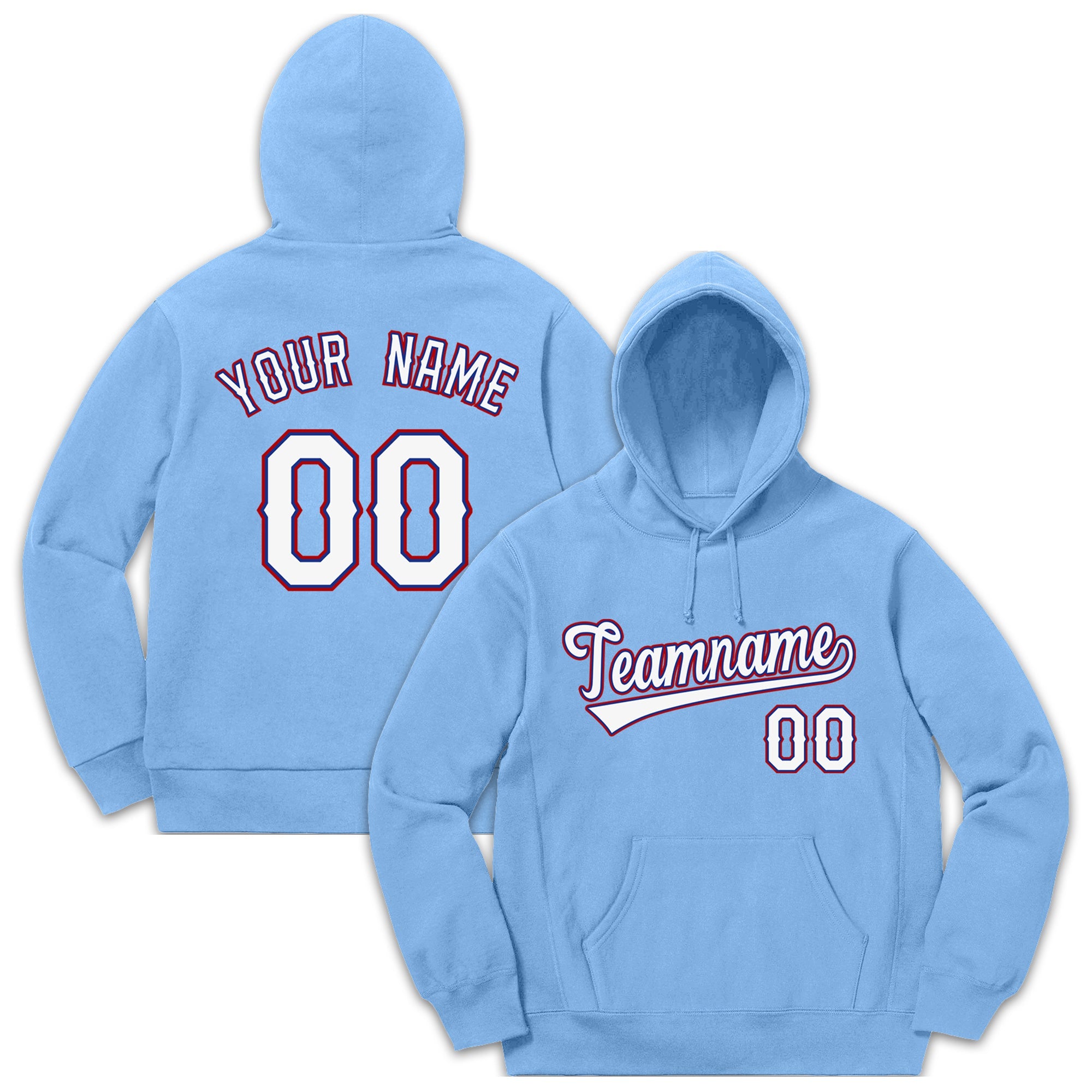 Custom Light Blue White Classic Style Sweatshirt Fashion Hoodie Uniform