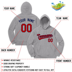 Custom Gray Red-Navy Sport Classic Style Sweatshirt Fashion Hoodie Uniform