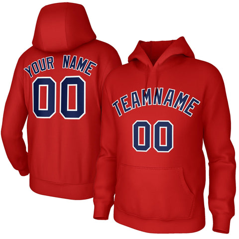 Custom Stitched Red Navy-White Classic Style Sweatshirt Pullover Hoodie