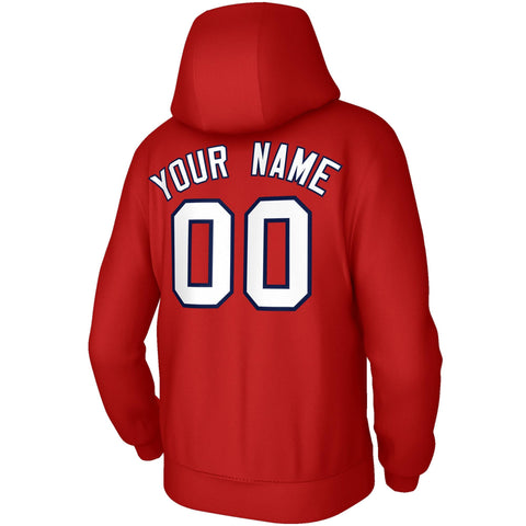 Custom Stitched Red White-Navy Classic Style Sweatshirt Pullover Hoodie