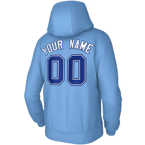 Custom Stitched Light Blue Royal-White Classic Style Sweatshirt Pullover Hoodie