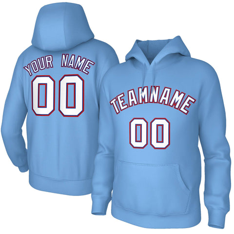 Custom Stitched Light Blue White Royal Classic Style Sweatshirt Pullover Hoodie