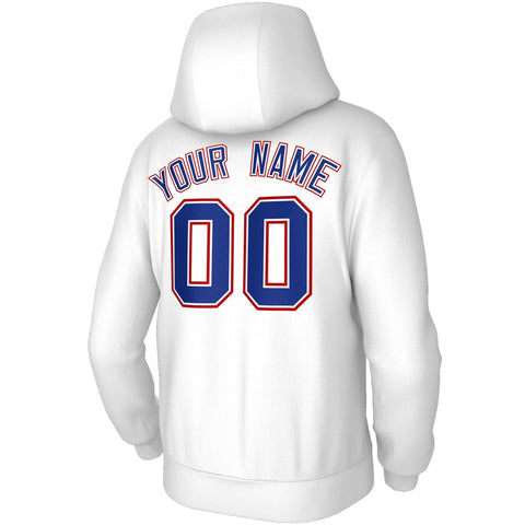 Custom Stitched White Royal-Red Classic Style Sweatshirt Pullover Hoodie