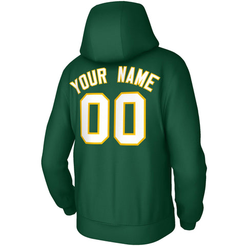 Custom Stitched Green White-Yellow Classic Style Sweatshirt Pullover Hoodie