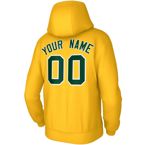 Custom Stitched Gold Green-White Classic Style Sweatshirt Pullover Hoodie