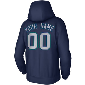 Custom Stitched Navy Gray-Aqua Classic Style Hoodie Training Uniform