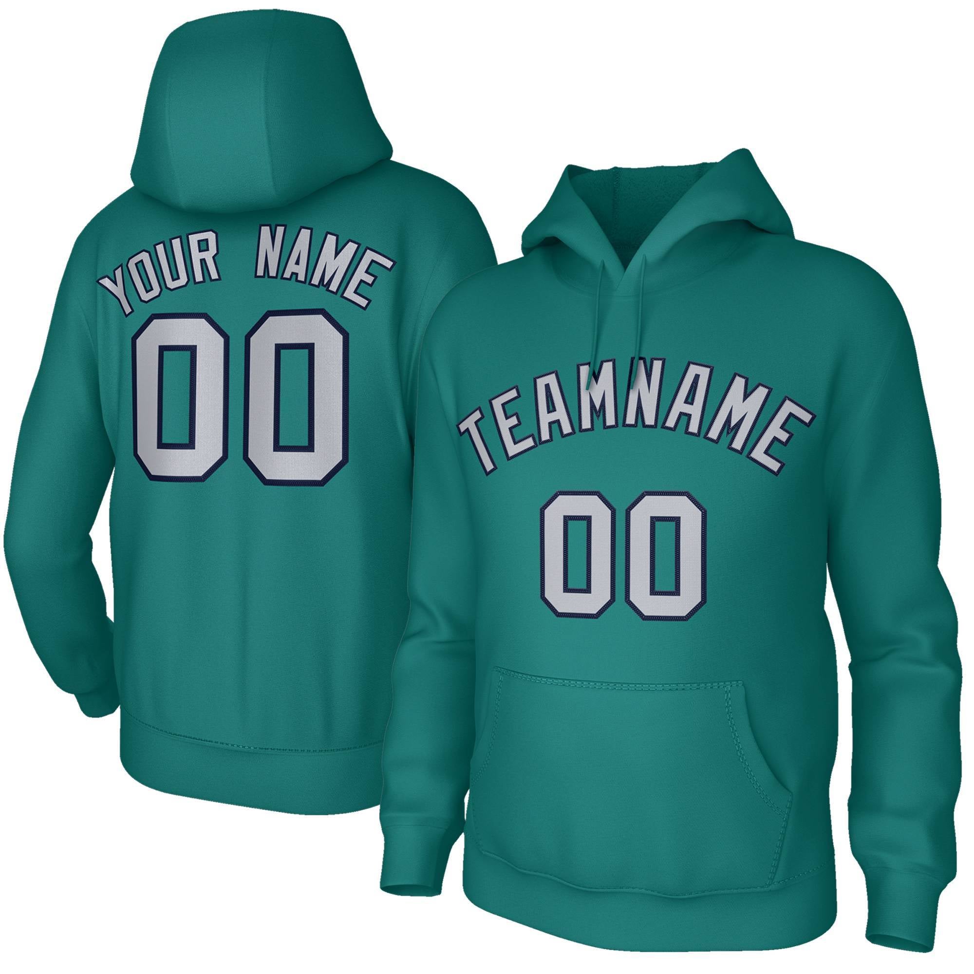 Custom Stitched Aqua Gray-Navy Classic Style Hoodie Training Uniform