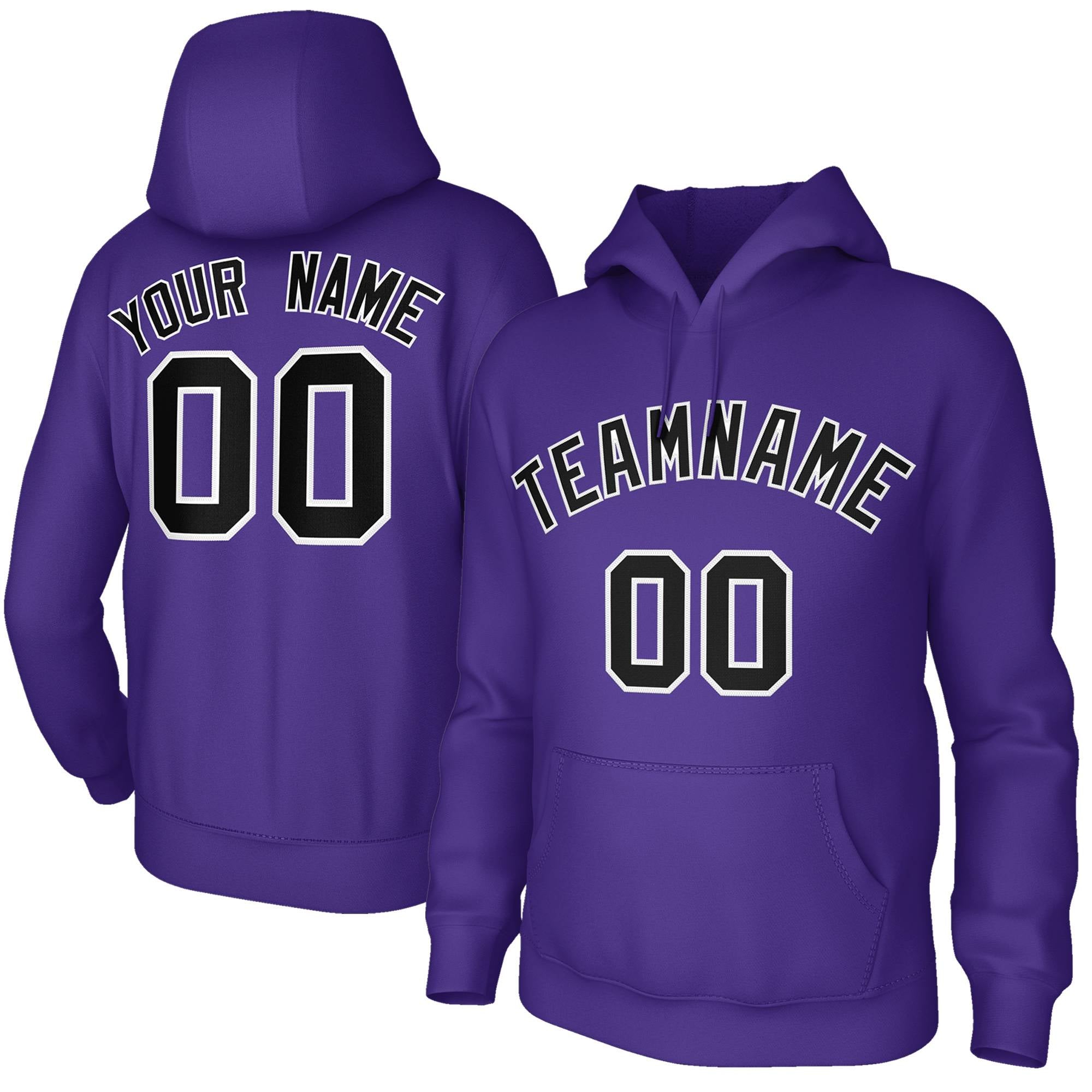 Custom Stitched Purple White Black Classic Style Hoodie Training Uniform