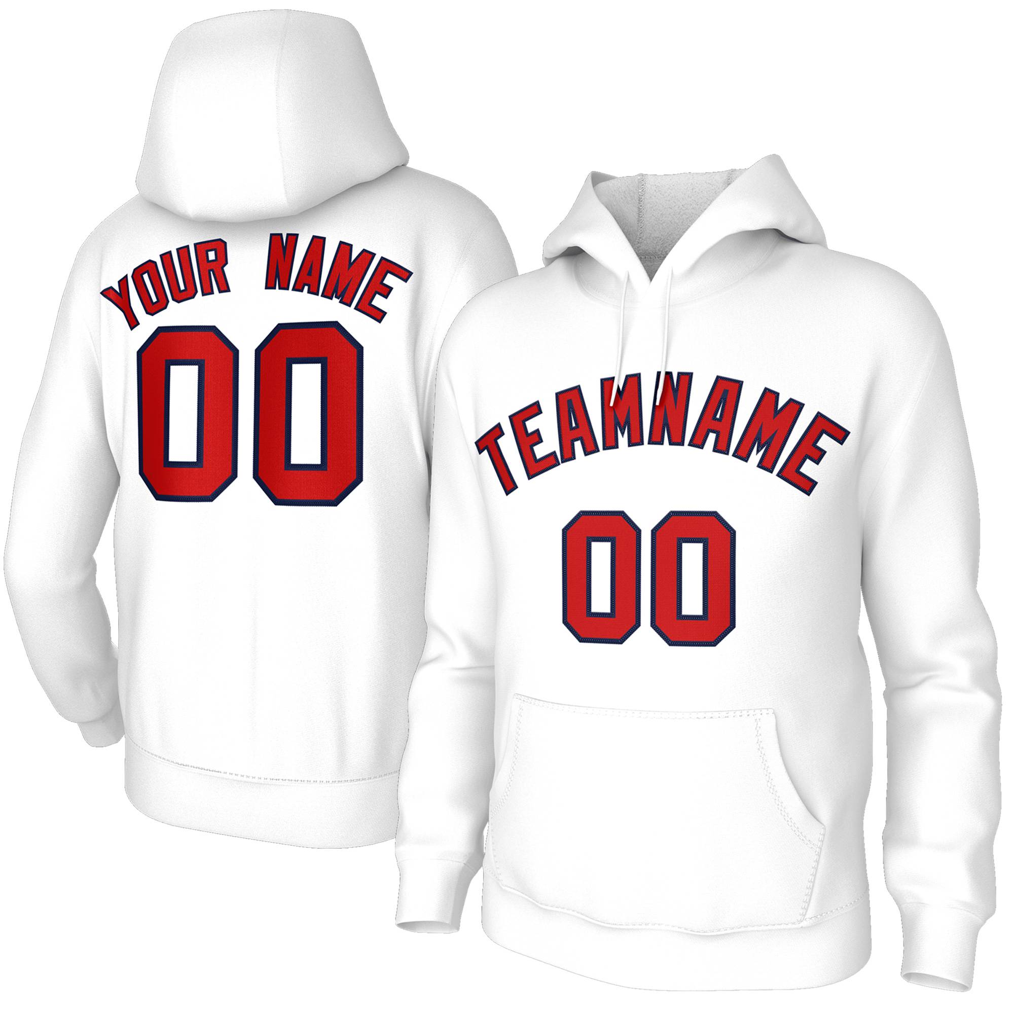 Custom Stitched White Red-Black Classic Style Hoodie Training Uniform