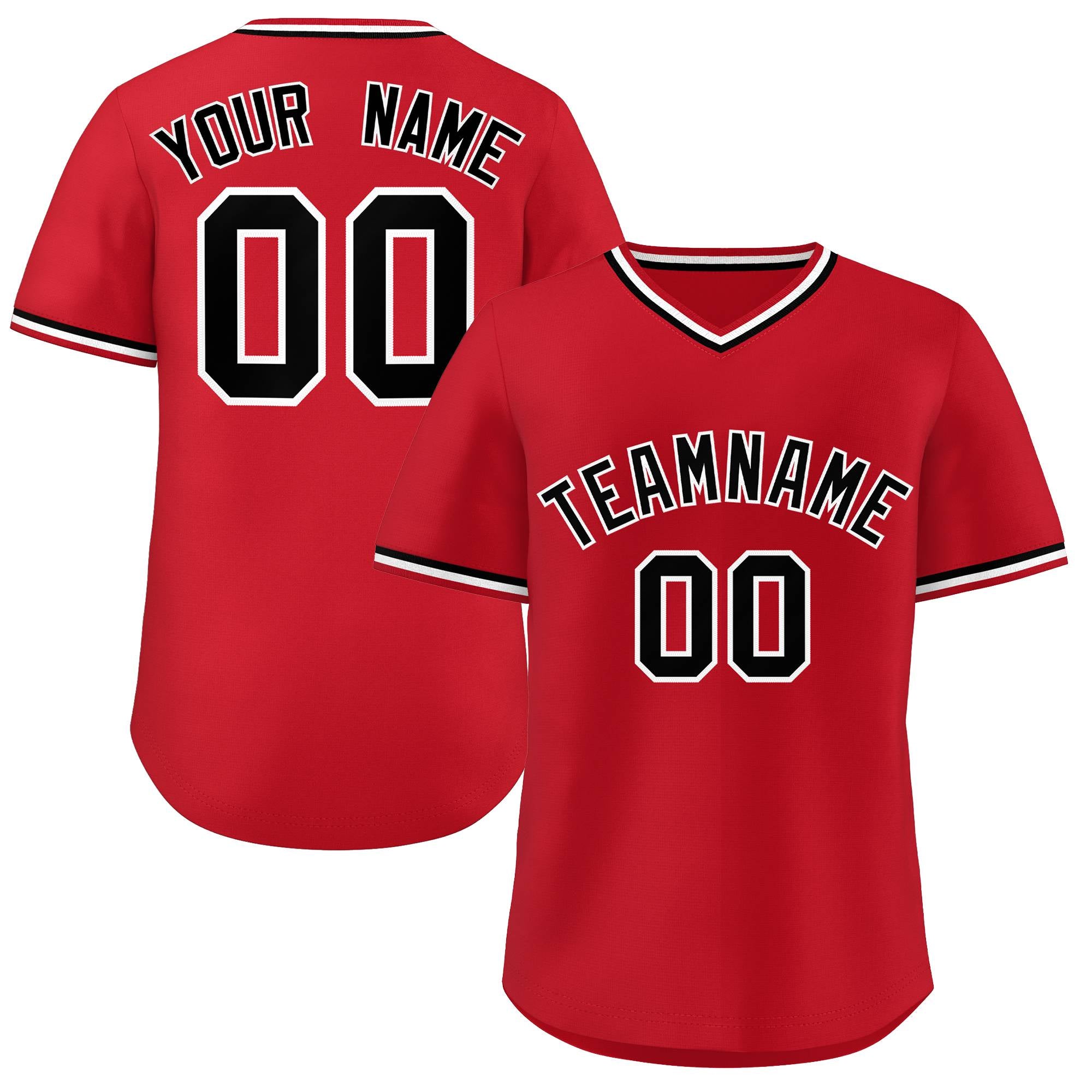 Custom Red Black-White Classic Style Personalized Authentic Pullover Baseball Jersey