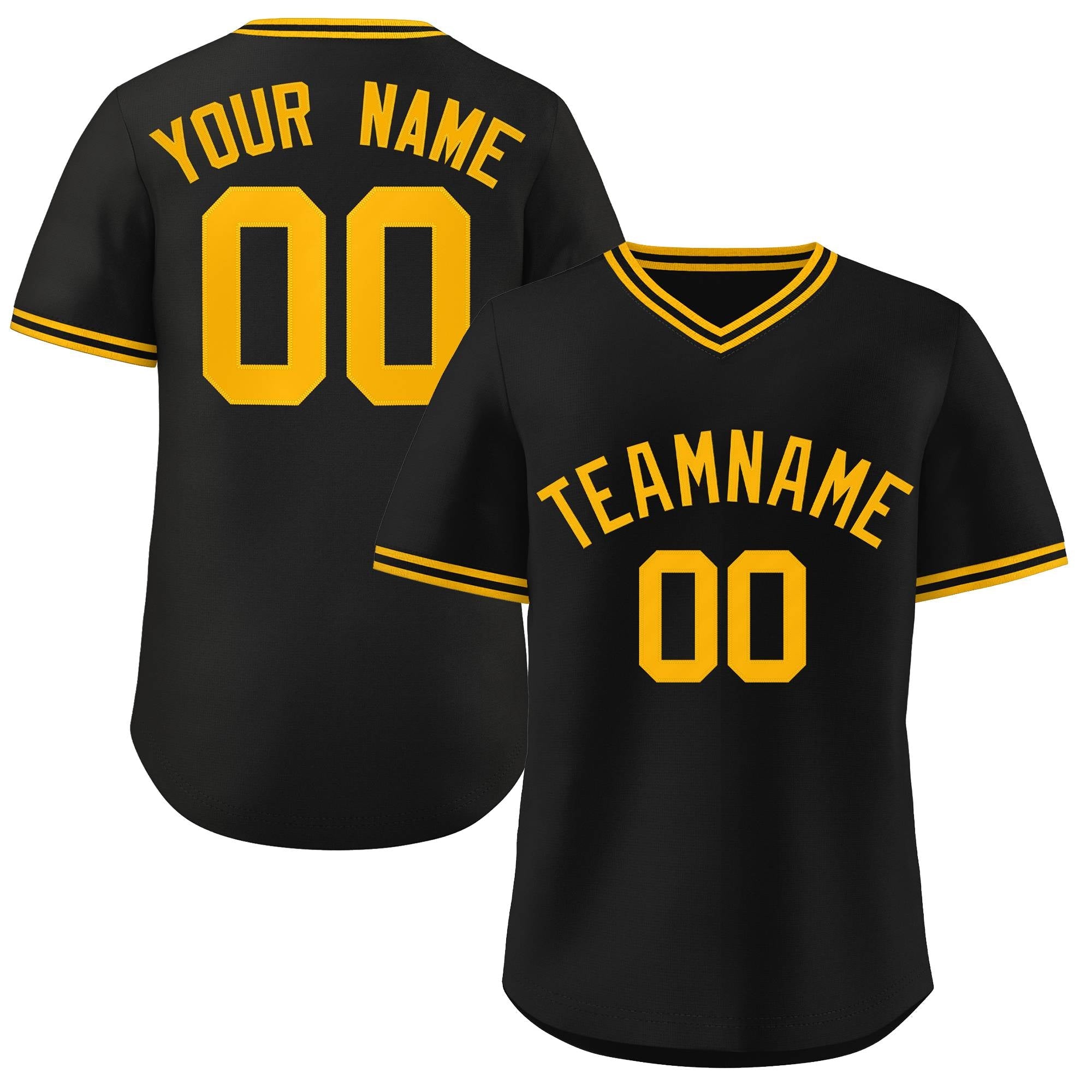 Maillot de baseball personnalisé, pull authentique, personnalisé, noir, jaune, style classique