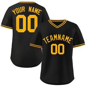 Custom Black Yellow Classic Style Personalized Authentic Pullover Baseball Jersey