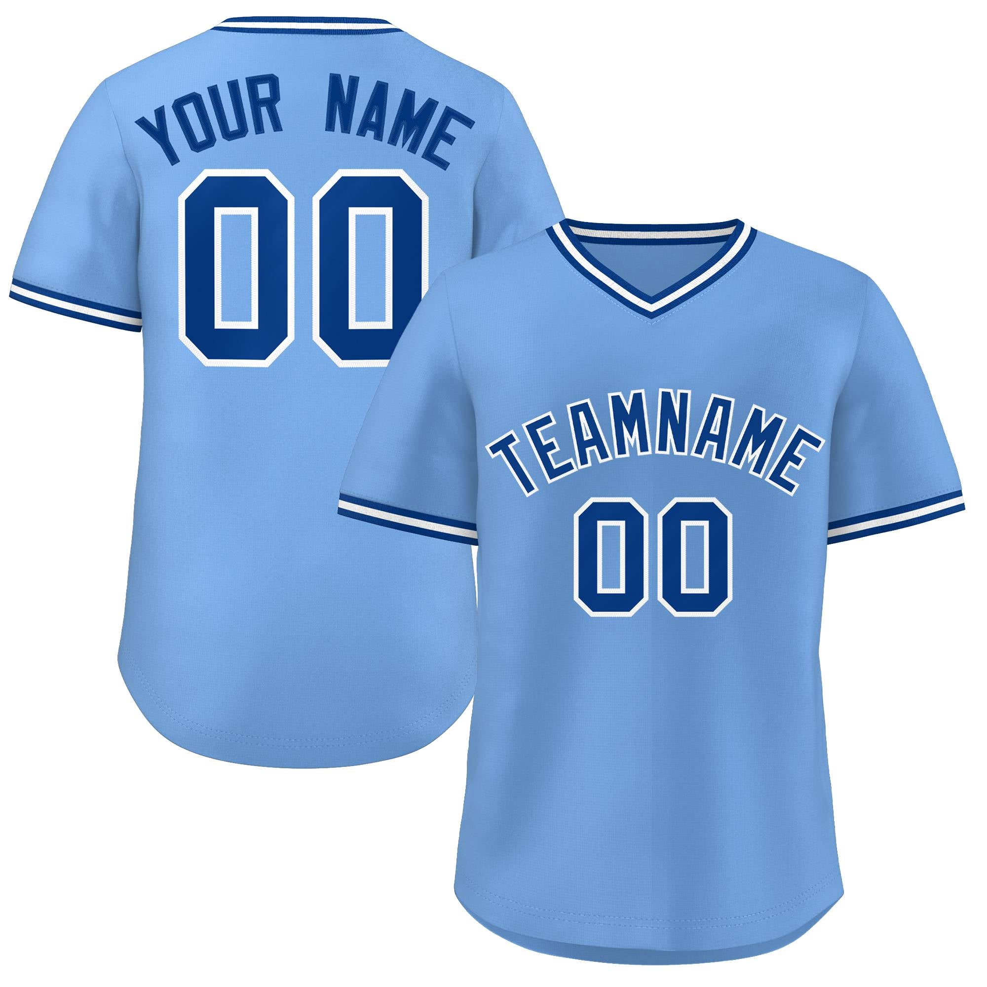 Custom Light Blue Royal-White Classic Style Personalized Authentic Pullover Baseball Jersey