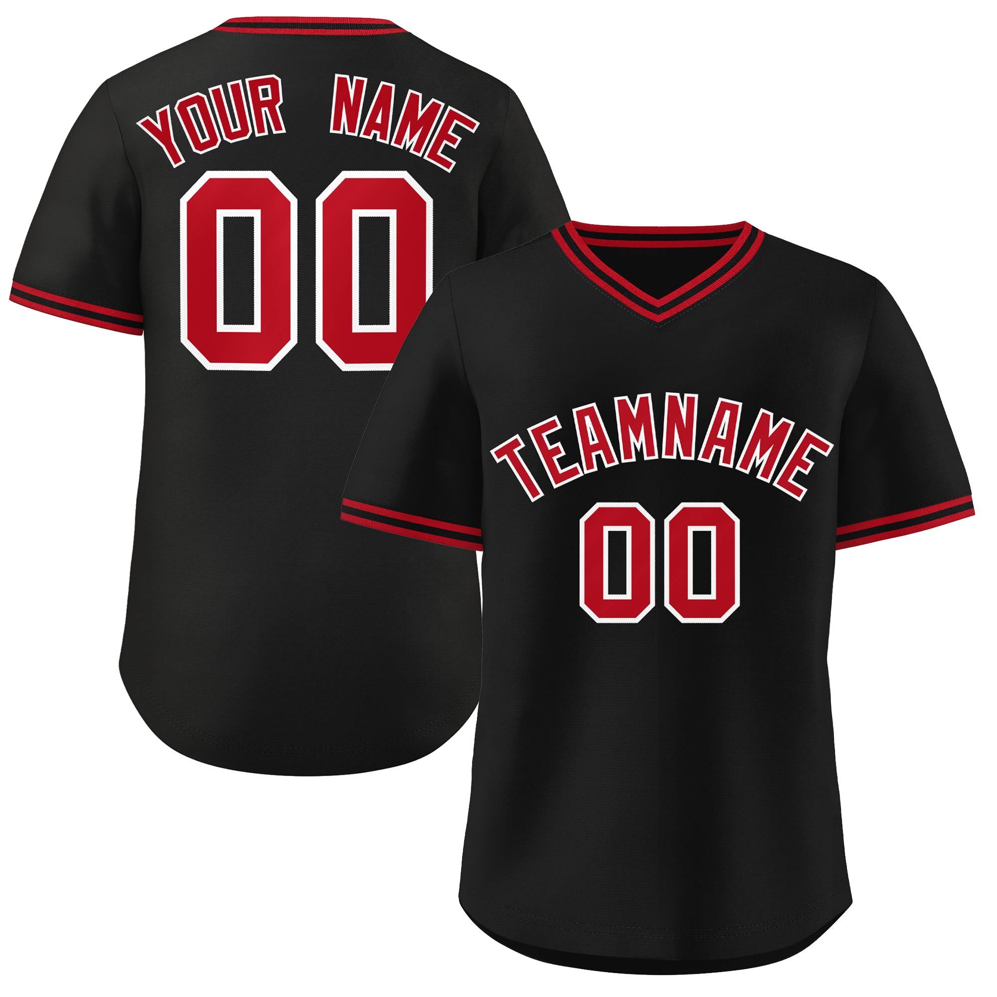 Maillot de baseball personnalisé, pull authentique, personnalisé, noir, rouge-noir, style classique