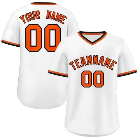 Custom White Orange Classic Style Personalized Authentic Pullover Baseball Jersey