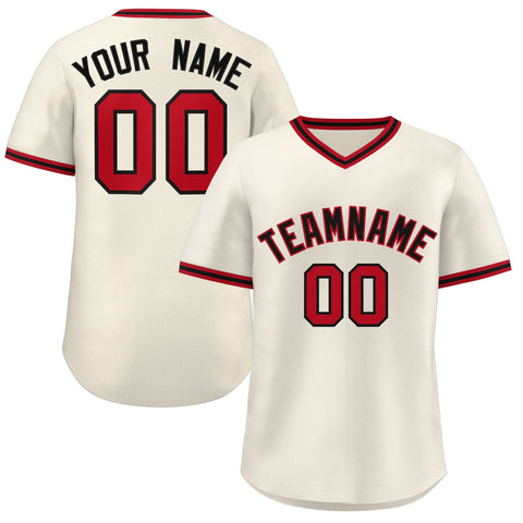 Custom Cream Red-Black Classic Style Personalized Authentic Pullover Baseball Jersey