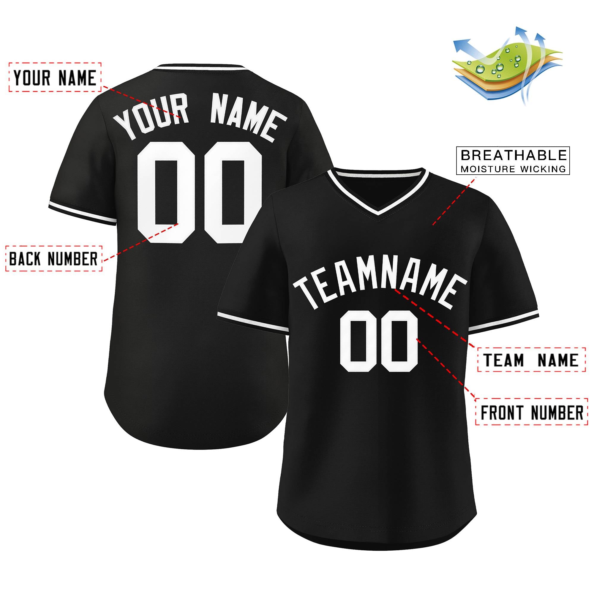 Custom Black White Classic Style Personalized Authentic Pullover Baseball Jersey