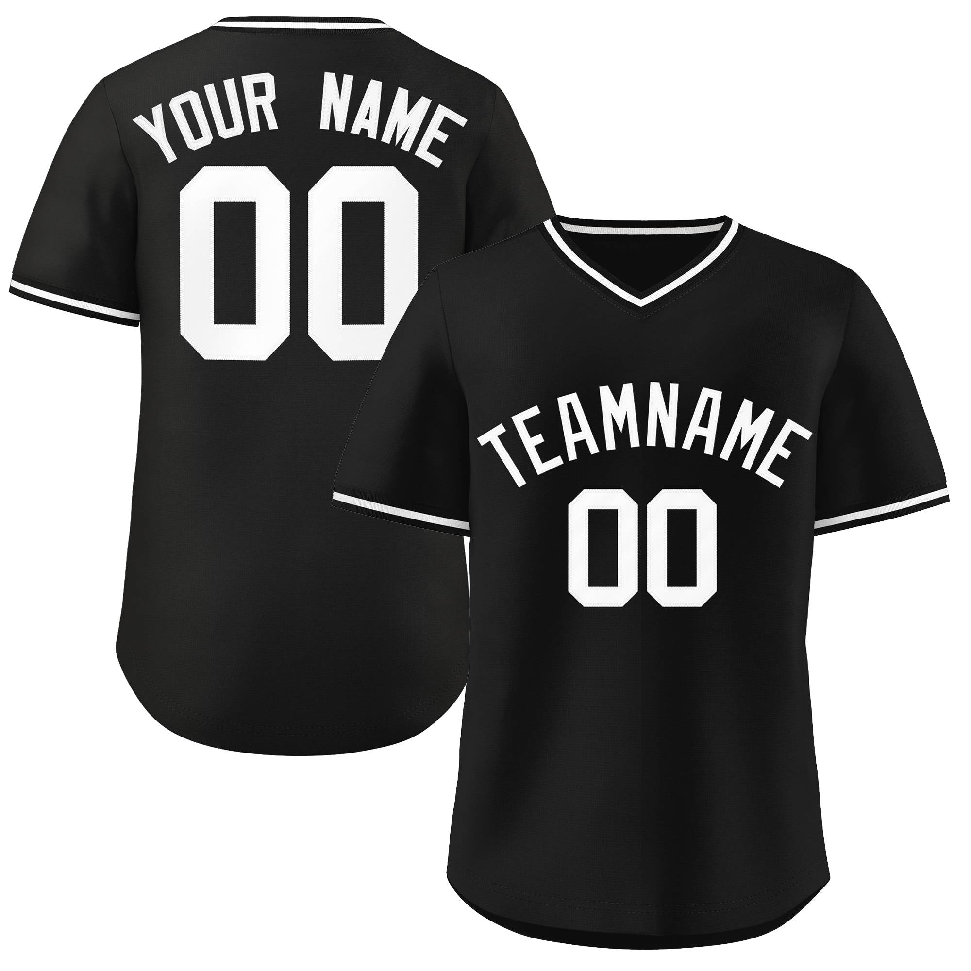 Custom Black White Classic Style Personalized Authentic Pullover Baseball Jersey